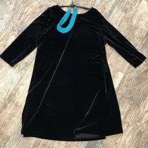 XL Black Cynthia Rowley Crushed Velvet Dress
